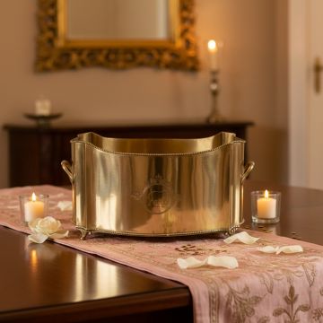 harit brass centrepiece planter for dinnig room lifestyle