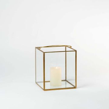 Prism decorative glass box with golden frame shown on white background perfect for storage and stylish home decoration.