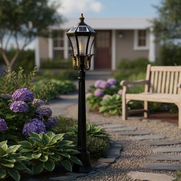 vintage ribbed glass led solar pathway light main lifestyle
