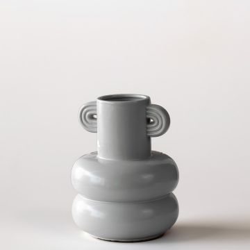 Deniz Deco Ceramic Flower Vase Grey White Background