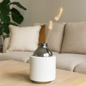 elora vase silver desk planter main lifestyle