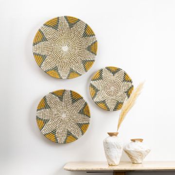 Rawi Floral Woven Wall Basket Medium Lifestyle