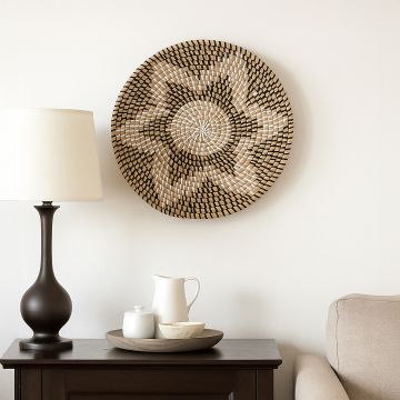ramira handwoven sabai grass hanging wall basket black main main lifestyle
