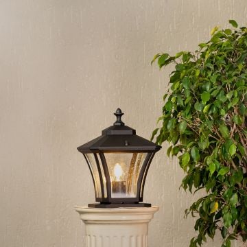 Mini Chamber Outdoor Gate Light - Black Light On With Pillar