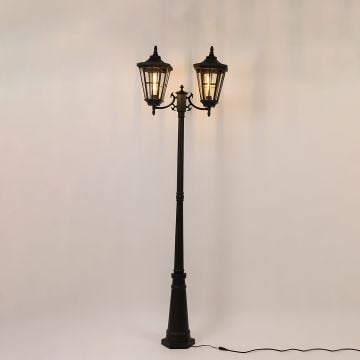 Kongzi Arched Outdoor Pole Light light on white background