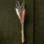 Handmade dried flower boutonniere with lavender stems pink preserved bloom and jute wrap perfect for groom wedding accessory.
