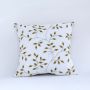 White cotton cushion cover featuring golden leaf motifs ideal for adding warm elegance to home décor with a luxurious soft breathable and skin friendly material.