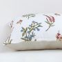 Closeup view of cotton cushion embroidery showing colorful stitched floral patterns and textured fabric details ideal for adding soft charm to home decor.