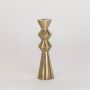 Gold metal candle holder with textured modern design shown on a white background for stylish home decor.