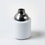 Decorative ceramic vase with glossy white finish and silver neck ideal for modern home table centerpiece and decor.