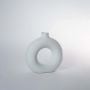 Glossy White Ceramic Donut Vase Large White Background