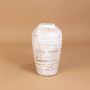 White rustic tall decorative vase shown on a clean white background highlighting its handcrafted textured finish for modern home interior decor.