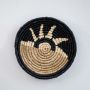 Sunny Side Handwoven Sea Grass Hanging Wall Basket Black Large White Background