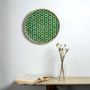 Decorative green and natural bamboo wall plate bringing a vibrant artisanal touch to modern and boho-inspired interiors.