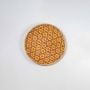 Bamboo Boho Tray Wall Basket Beige Orange White Background